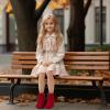 imagePANDANINJIA Girls Ankle Boots Side Zipper Toddler Little Big Kid Girls Dress BootsRedsuede