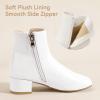 imagePANDANINJIA Girls Ankle Boots Side Zipper Toddler Little Big Kid Girls Dress BootsWhitepu