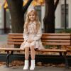 imagePANDANINJIA Girls Ankle Boots Side Zipper Toddler Little Big Kid Girls Dress BootsWhitepu