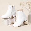 imagePANDANINJIA Girls Ankle Boots Side Zipper Toddler Little Big Kid Girls Dress BootsWhitepu