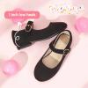 imagePANDANINJIA Girls Dress Shoes Patent Ballerina Flats Toddler Little Big Kid Mary Jane Low Heels ShoesBlacksuede