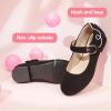 imagePANDANINJIA Girls Dress Shoes Patent Ballerina Flats Toddler Little Big Kid Mary Jane Low Heels ShoesBlacksuede