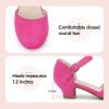 imagePANDANINJIA Girls Heels Dress Shoes Flower Girl Ankle Strap Closed Toe Toddler Heels Wedding Party Little Big Kids Pump ShoesFuchsia Suede