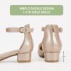 imagePANDANINJIA Girls Heels Dress Shoes Flower Girl Closed Toe Heels Ankle Strap Wedding Party School Miya Toddler Little Big Kid Pump ShoesGold Shiny Patent