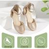 imagePANDANINJIA Girls Heels Dress Shoes Flower Girl Closed Toe Heels Ankle Strap Wedding Party School Miya Toddler Little Big Kid Pump ShoesGold Shiny Patent