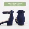 imagePANDANINJIA Girls Heels Dress Shoes Flower Girl Closed Toe Heels Ankle Strap Wedding Party School Miya Toddler Little Big Kid Pump ShoesNavy Suede