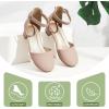 imagePANDANINJIA Girls Heels Dress Shoes Flower Girl Closed Toe Heels Ankle Strap Wedding Party School Miya Toddler Little Big Kid Pump ShoesNude Nubuck