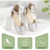 imagePANDANINJIA Girls Heels Dress Shoes Flower Girl Closed Toe Heels Ankle Strap Wedding Party School Miya Toddler Little Big Kid Pump ShoesSilver Shiny Patent