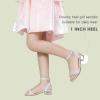 imagePANDANINJIA Girls Sandals Low Heels Dress Shoes Open Toe Flower Girl Wedding Party for Little Big Kid Dress SandalsSilverglitter