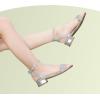 imagePANDANINJIA Girls Sandals Low Heels Dress Shoes Open Toe Flower Girl Wedding Party for Little Big Kid Dress SandalsSilverglitter