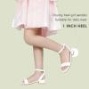 imagePANDANINJIA Girls Sandals Low Heels Dress Shoes Open Toe Flower Girl Wedding Party for Little Big Kid Dress SandalsWhitepu