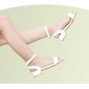 imagePANDANINJIA Girls Sandals Low Heels Dress Shoes Open Toe Flower Girl Wedding Party for Little Big Kid Dress SandalsWhitepu