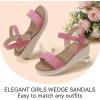 imagePANDANINJIA Girls Sandals Wedge Platform Espadrille Little Big Kid Girls Heels Open Toe Summer Dress ShoesHot Pink Nubuck