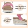 imagePANDANINJIA Girls Sandals Wedge Platform Espadrille Little Big Kid Girls Heels Open Toe Summer Dress ShoesHot Pink Nubuck
