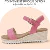 imagePANDANINJIA Girls Sandals Wedge Platform Espadrille Little Big Kid Girls Heels Open Toe Summer Dress ShoesHot Pink Nubuck
