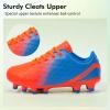 imagePANDANINJIA Girls Soccer Cleats Athletic Outdoor Boys Kids Football Cleats Little Big Kid Soccer ShoesOrangeblue