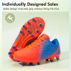 imagePANDANINJIA Girls Soccer Cleats Athletic Outdoor Boys Kids Football Cleats Little Big Kid Soccer ShoesOrangeblue