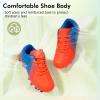 imagePANDANINJIA Girls Soccer Cleats Athletic Outdoor Boys Kids Football Cleats Little Big Kid Soccer ShoesOrangeblue