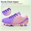 imagePANDANINJIA Girls Soccer Cleats Athletic Outdoor Boys Kids Football Cleats Little Big Kid Soccer ShoesPurplepink