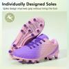 imagePANDANINJIA Girls Soccer Cleats Athletic Outdoor Boys Kids Football Cleats Little Big Kid Soccer ShoesPurplepink