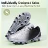 imagePANDANINJIA Girls Soccer Cleats Athletic Outdoor Boys Kids Football Cleats Little Big Kid Soccer ShoesSilverblack