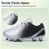 imagePANDANINJIA Girls Soccer Cleats Athletic Outdoor Boys Kids Football Cleats Little Big Kid Soccer ShoesSilverblack