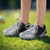 imagePANDANINJIA Girls Soccer Cleats Athletic Outdoor Boys Kids Football Cleats Little Big Kid Soccer ShoesSilverblack