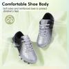 imagePANDANINJIA Girls Soccer Cleats Athletic Outdoor Boys Kids Football Cleats Little Big Kid Soccer ShoesSilverblack