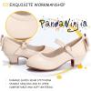 imagePANDANINJIA Girls ToddlerLittle Kid Jada Dress Mary Jane Pumps Bow Low Heels Party Wedding Princess ShoesBeige Pu