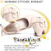 imagePANDANINJIA Girls ToddlerLittle Kid Jada Dress Mary Jane Pumps Bow Low Heels Party Wedding Princess ShoesBeige Pu