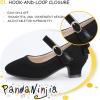 imagePANDANINJIA Girls ToddlerLittle Kid Jada Dress Mary Jane Pumps Bow Low Heels Party Wedding Princess ShoesBlack Nubuck