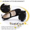 imagePANDANINJIA Girls ToddlerLittle Kid Jada Dress Mary Jane Pumps Bow Low Heels Party Wedding Princess ShoesBlack Nubuck