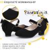 imagePANDANINJIA Girls ToddlerLittle Kid Jada Dress Mary Jane Pumps Bow Low Heels Party Wedding Princess ShoesBlack Nubuck