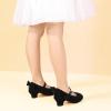 imagePANDANINJIA Girls ToddlerLittle Kid Jada Dress Mary Jane Pumps Bow Low Heels Party Wedding Princess ShoesBlack Nubuck