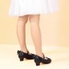imagePANDANINJIA Girls ToddlerLittle Kid Jada Dress Mary Jane Pumps Bow Low Heels Party Wedding Princess ShoesBlack Pu