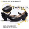 imagePANDANINJIA Girls ToddlerLittle Kid Jada Dress Mary Jane Pumps Bow Low Heels Party Wedding Princess ShoesBlack Pu