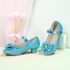 imagePANDANINJIA Girls ToddlerLittle Kid Jada Dress Mary Jane Pumps Bow Low Heels Party Wedding Princess ShoesBlue Glitter