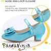 imagePANDANINJIA Girls ToddlerLittle Kid Jada Dress Mary Jane Pumps Bow Low Heels Party Wedding Princess ShoesBlue Glitter
