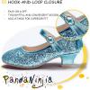 imagePANDANINJIA Girls ToddlerLittle Kid Jada Dress Mary Jane Pumps Bow Low Heels Party Wedding Princess ShoesBlue Sequin