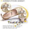 imagePANDANINJIA Girls ToddlerLittle Kid Jada Dress Mary Jane Pumps Bow Low Heels Party Wedding Princess ShoesGold Sequin