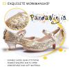 imagePANDANINJIA Girls ToddlerLittle Kid Jada Dress Mary Jane Pumps Bow Low Heels Party Wedding Princess ShoesGold Sequin