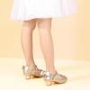 imagePANDANINJIA Girls ToddlerLittle Kid Jada Dress Mary Jane Pumps Bow Low Heels Party Wedding Princess ShoesGold Sequin