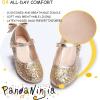 imagePANDANINJIA Girls ToddlerLittle Kid Jada Dress Mary Jane Pumps Bow Low Heels Party Wedding Princess ShoesGold Sequin