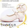 imagePANDANINJIA Girls ToddlerLittle Kid Jada Dress Mary Jane Pumps Bow Low Heels Party Wedding Princess ShoesIvory Silk