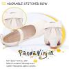 imagePANDANINJIA Girls ToddlerLittle Kid Jada Dress Mary Jane Pumps Bow Low Heels Party Wedding Princess ShoesIvory Silk
