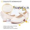 imagePANDANINJIA Girls ToddlerLittle Kid Jada Dress Mary Jane Pumps Bow Low Heels Party Wedding Princess ShoesIvory Silk