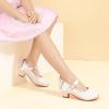 imagePANDANINJIA Girls ToddlerLittle Kid Jada Dress Mary Jane Pumps Bow Low Heels Party Wedding Princess ShoesIvory Silk