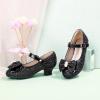 imagePANDANINJIA Girls ToddlerLittle Kid Jada Dress Mary Jane Pumps Bow Low Heels Party Wedding Princess ShoesLisa Black Sequin