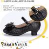 imagePANDANINJIA Girls ToddlerLittle Kid Jada Dress Mary Jane Pumps Bow Low Heels Party Wedding Princess ShoesLisa Black Sequin