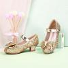 imagePANDANINJIA Girls ToddlerLittle Kid Jada Dress Mary Jane Pumps Bow Low Heels Party Wedding Princess ShoesLisa Gold Sequin